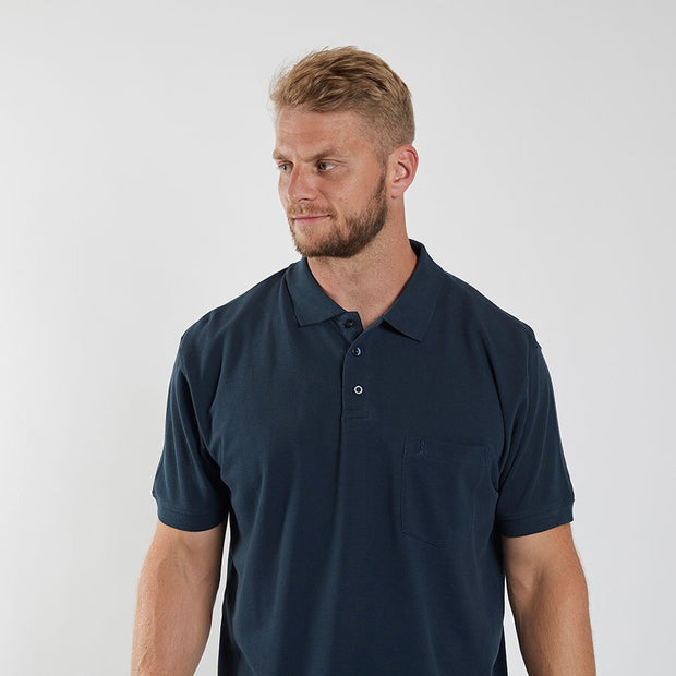 Cotton Plain Pique Weave Polo With Pocket Navy