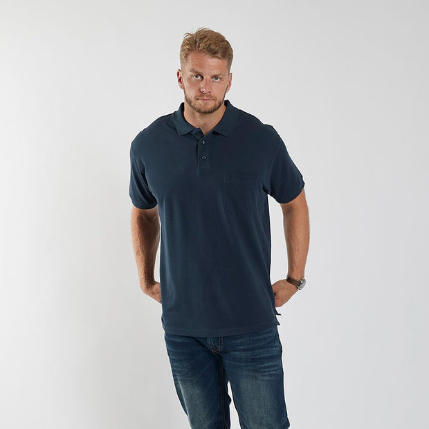 Cotton Plain Pique Weave Polo With Pocket Navy