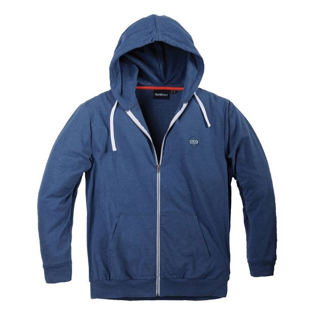 Cotton Full Zip Hoodie With Side Pockets Blue