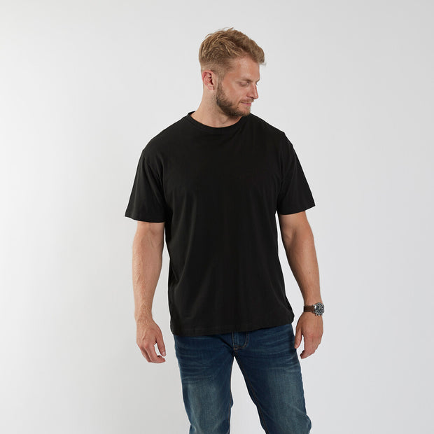 Pure Cotton Classic Plain Crew Neck Tee Shirt - Black