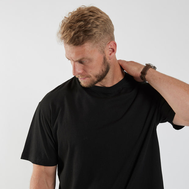 Pure Cotton Classic Plain Crew Neck Tee Shirt - Black