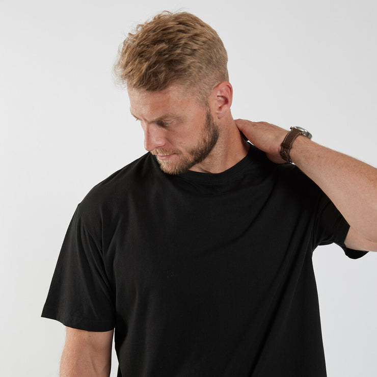 Pure Cotton Classic Plain Crew Neck Tee Shirt - Black