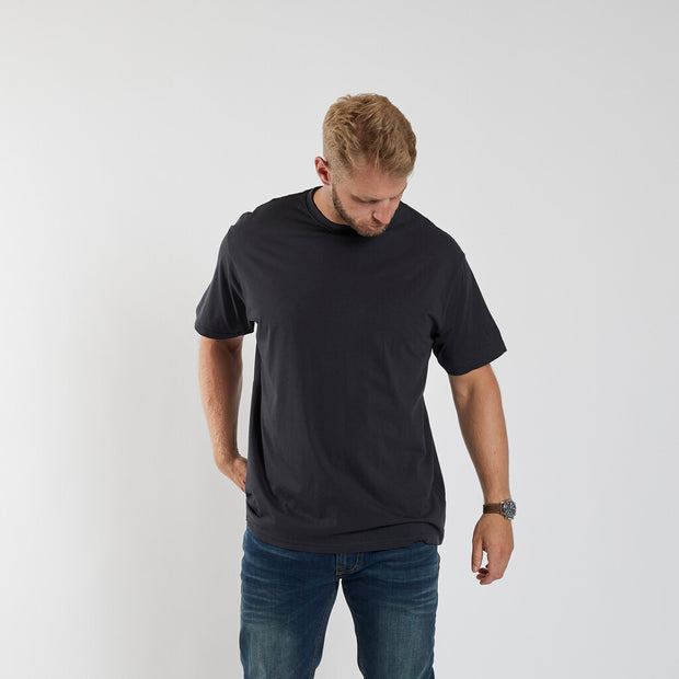 Pure Cotton Classic Plain Crew Neck Tee Shirt - Navy Blue