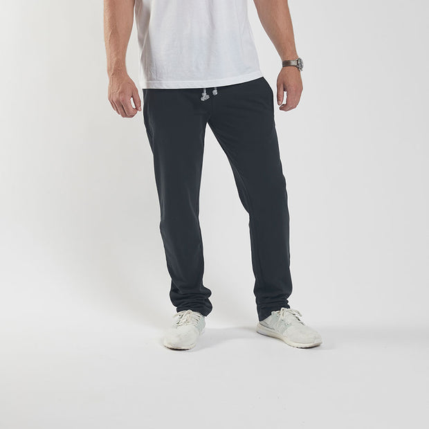 Cotton Poly Drawstring Elasticated Waist Track Pant Black