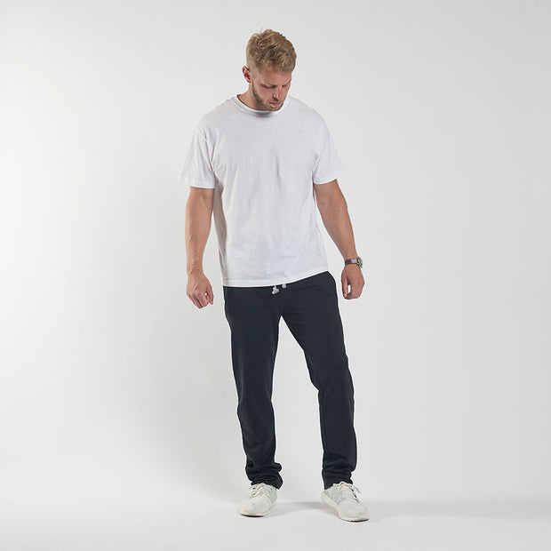 Cotton Poly Drawstring Elasticated Waist Track Pant Black
