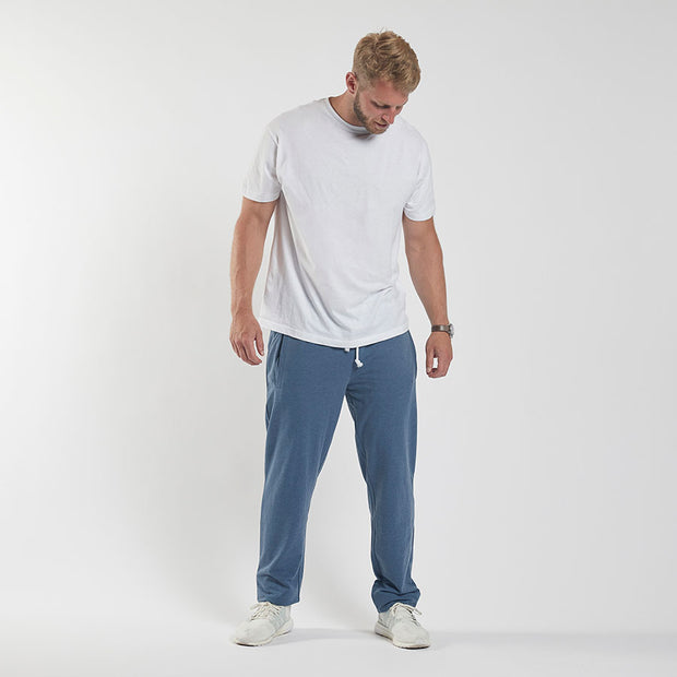 Cotton Poly Drawstring Elasticated Waist Track Pant Blue