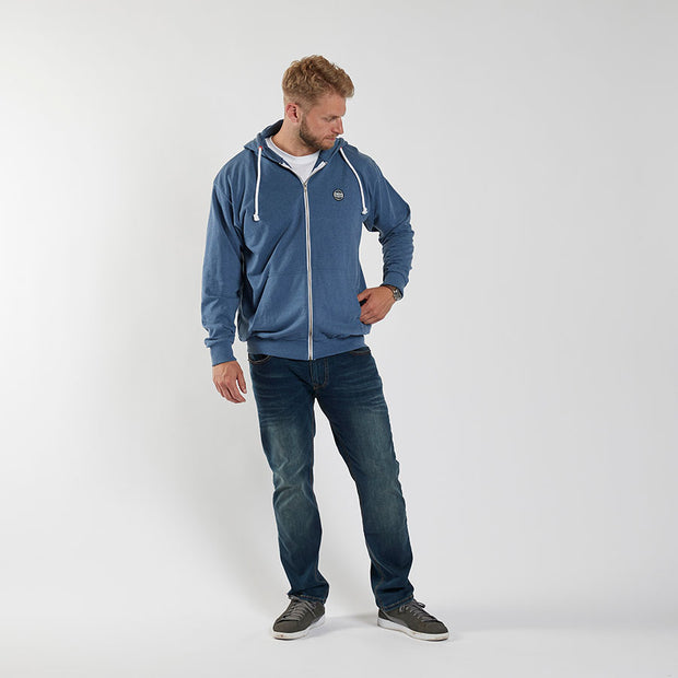 Cotton Full Zip Hoodie With Side Pockets Blue