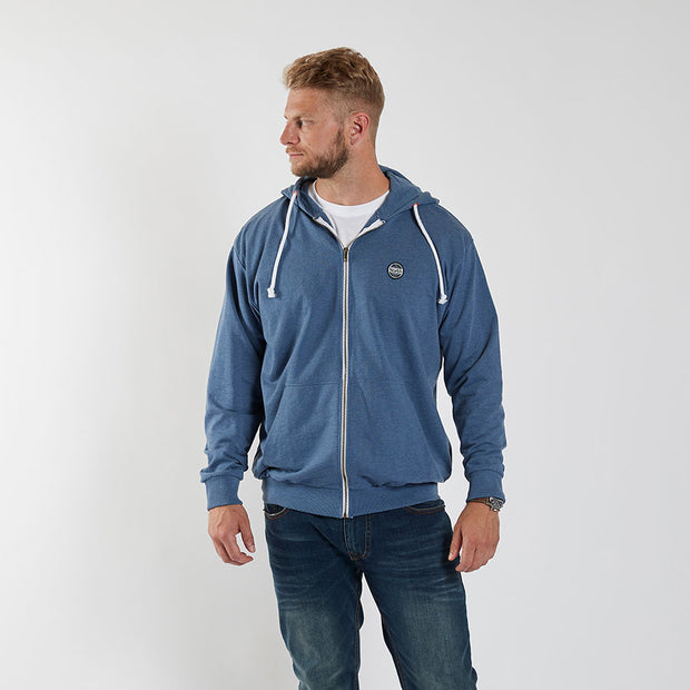 Cotton Full Zip Hoodie With Side Pockets Blue