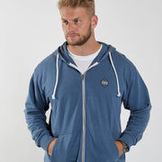 Cotton Full Zip Hoodie With Side Pockets Blue