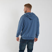 Cotton Full Zip Hoodie With Side Pockets Blue