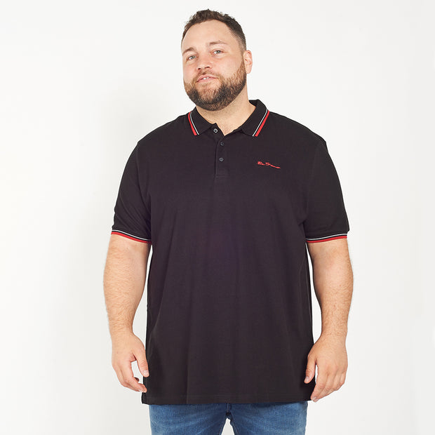 Ben Sherman - Black Organic Signature Polo Shirt view - Big & Tall