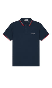 Ben Sherman - Navy Blue Organic Signature Polo Shirt front flat view - Big & Tall