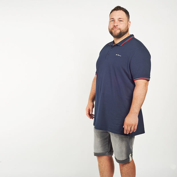 Ben Sherman - Navy Blue Organic Signature Polo Shirt side view - Big & Tall