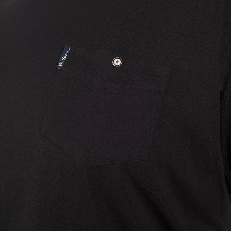 Ben Sherman - Signature Tee - Chest Pocket - Black - close up view - big mens t shirt