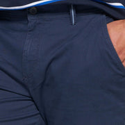 Fortmens model wearing a Redpoint Chino Odessa Chino in Navy, close up view